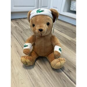 NWT Lacoste Parfums Plush Teddy Bear 12” Alligator Logo Sweat Arm Bands Stuffed